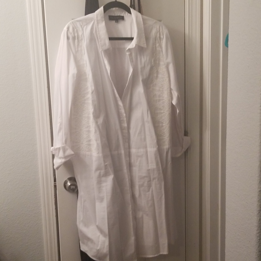 Plus size White shirt dress